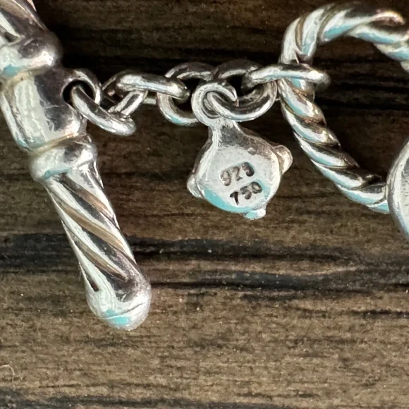 Authentic David Yurman .925 Sterling Silver 750 18K Gold Heart Toggle Bracelet - Picture 6 of 11